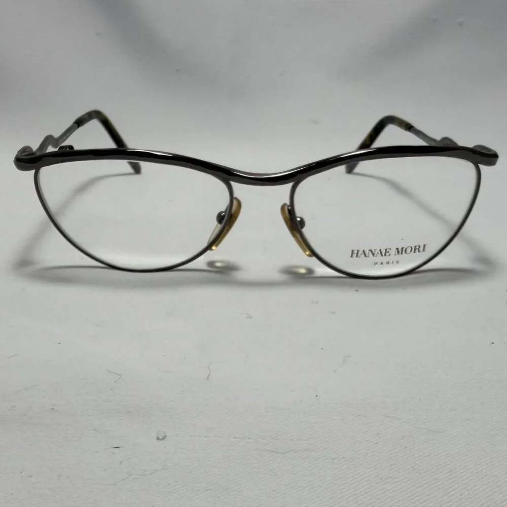 Hanae Mori Paris Gunmetal Eyeglasses - Frames Only